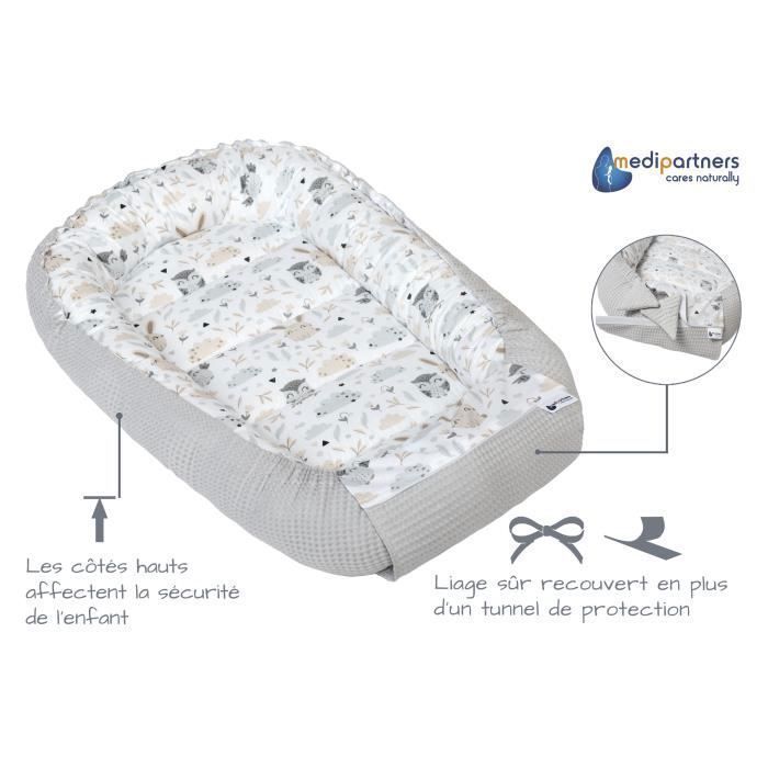 Medi Partners Baby Bed Reducer Cocoon 100x60x15cm 100% Cotton Baby Nest (Clearing and Grey)