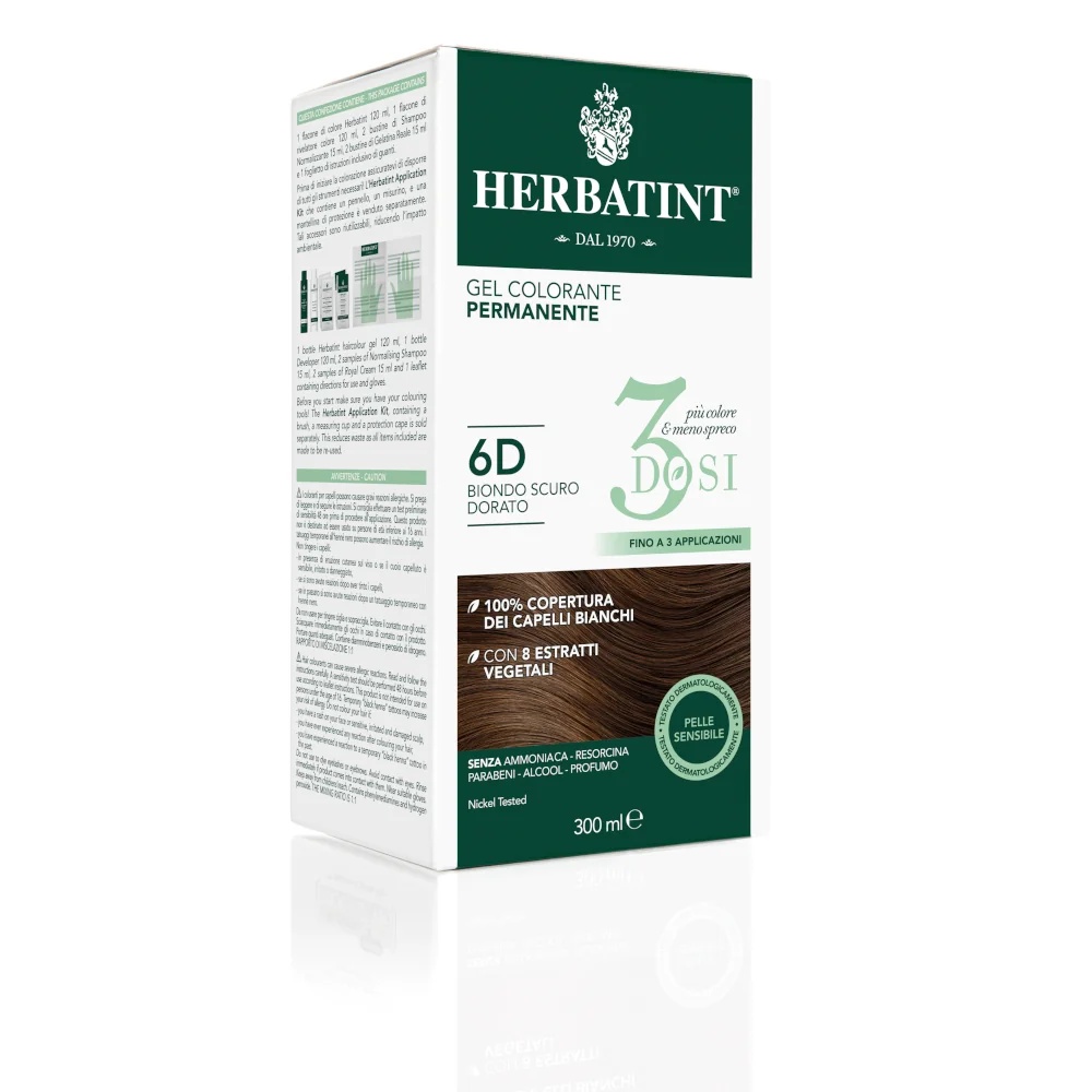 HERBATINT Gel coloration permanente Herbatint 3 doses 6D blond doré foncé 300 ml