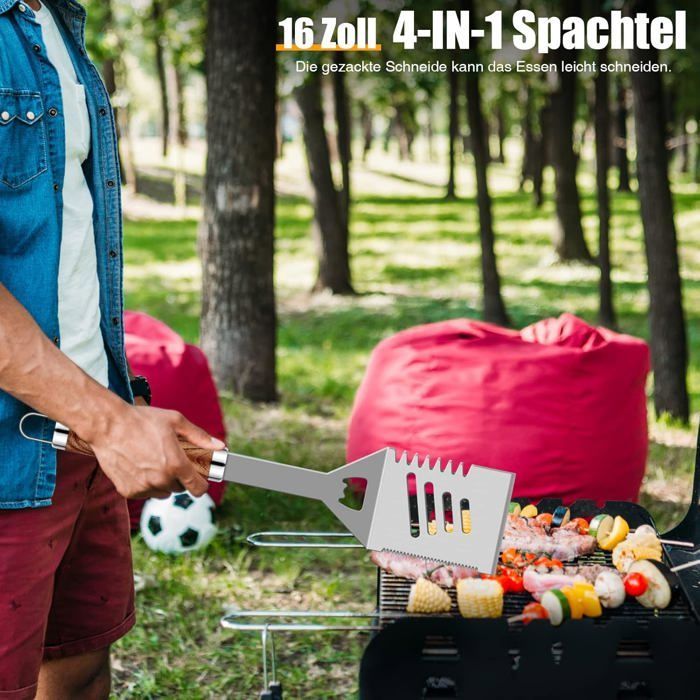 Kit de acessórios profissionais para churrasco com 26 peças, conjunto de utensílios de aço inoxidável para churrasco, presente para homens, ferramenta