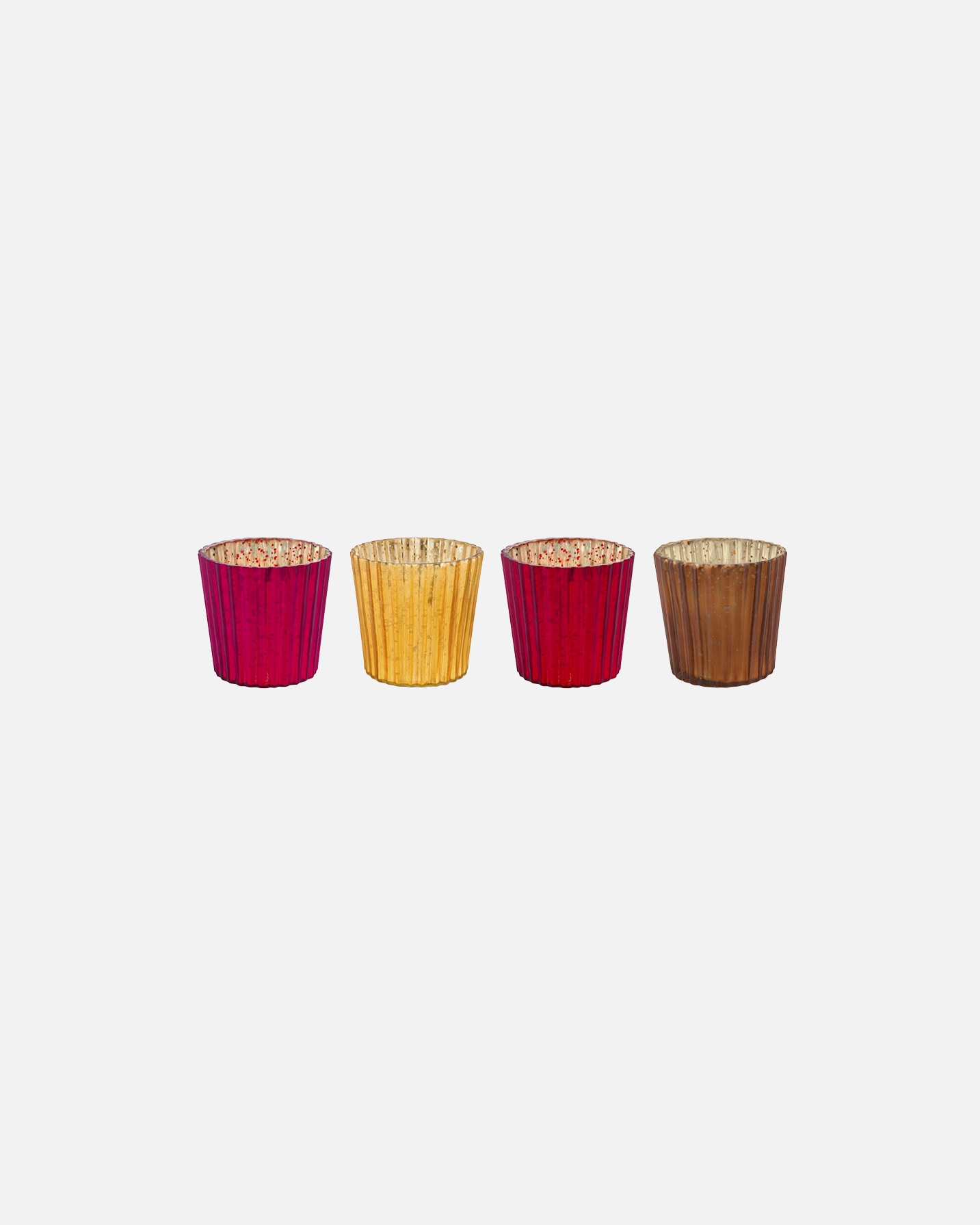 PIP Studio Teelichthalter aus Glas, rot (4er-Set) – Mehrfarbig, 7 x 7 cm