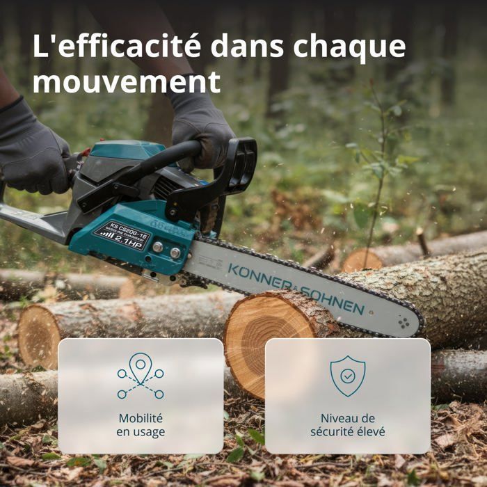 Tronçonneuse à essence Könner & Söhnen  KS CS20G-16 - 1600 W - guide-chaîne de 40 cm - frein à inertie et bouton STOP automatique