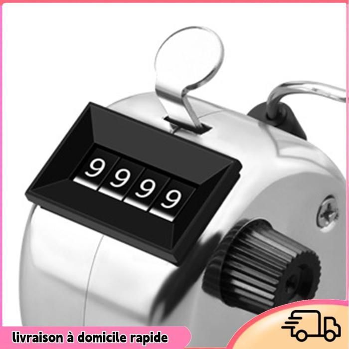 Contador manual Dilwe, contador mecánico de mano de 4 dígitos, contador para campos deportivos, modelo estándar, metal, sin base.