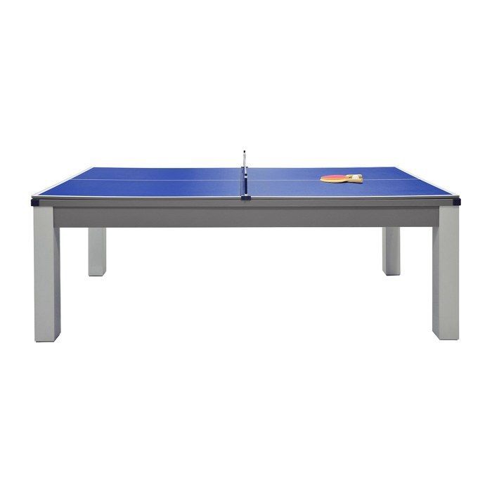 Mesa convertible para billar y ping-pong BALTHAZAR - 213 x 112 x 81,5 cm - Gris