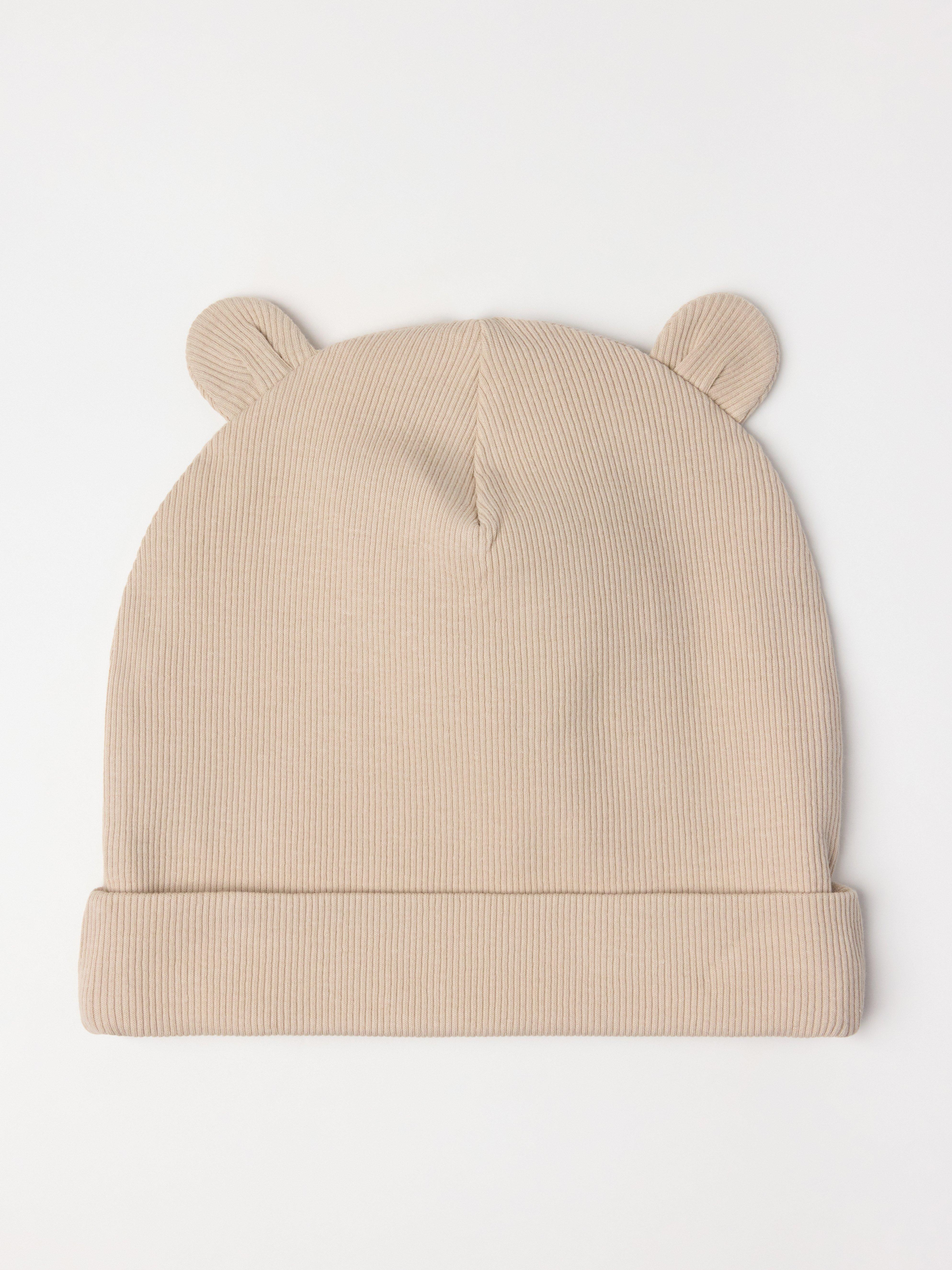 Ribbad mössa Beige