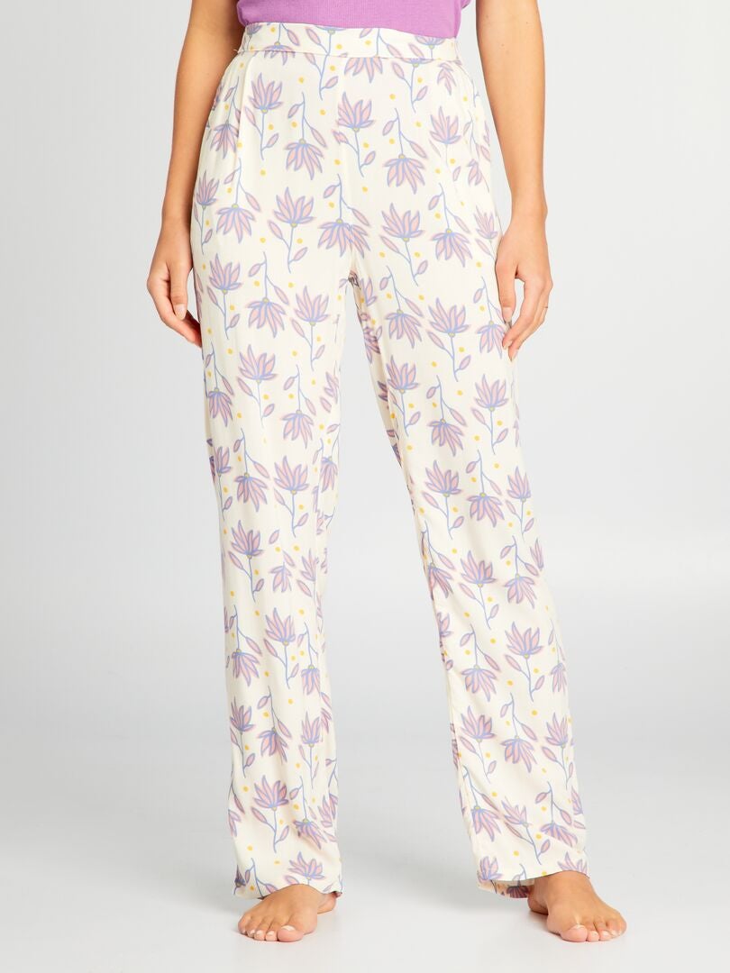 Calça de pijama estampada e folgada - BEGE
