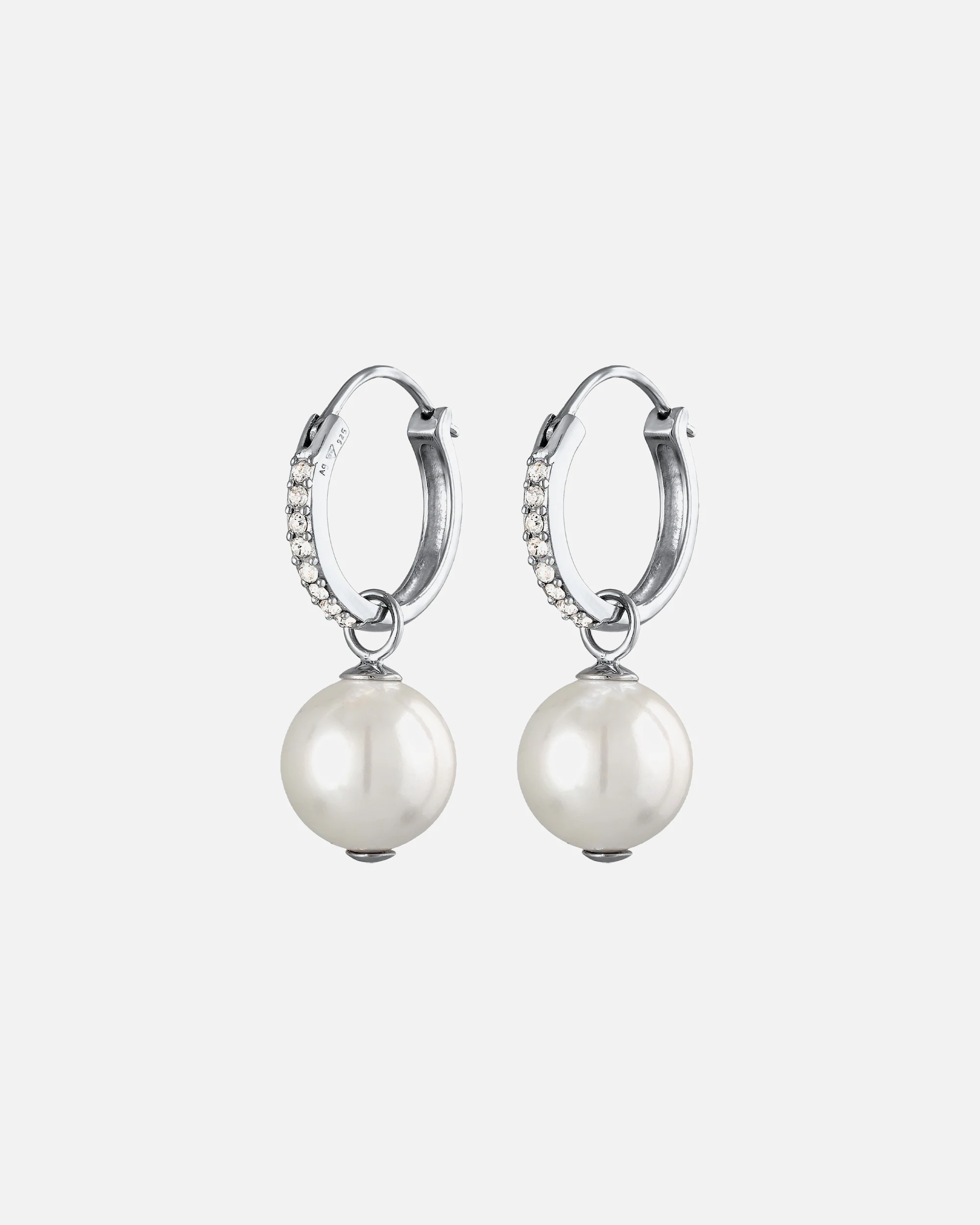 Elli Femmes Créoles étincelantes avec perles de coquillage et cristaux en argent sterling 925 Plaqué or