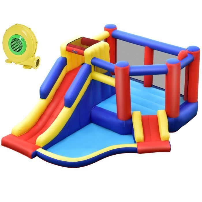 DREAMADE Inflatable Castle for Children - Slide, Trampoline, Pool, Climbing Wall - 383x313x182CM