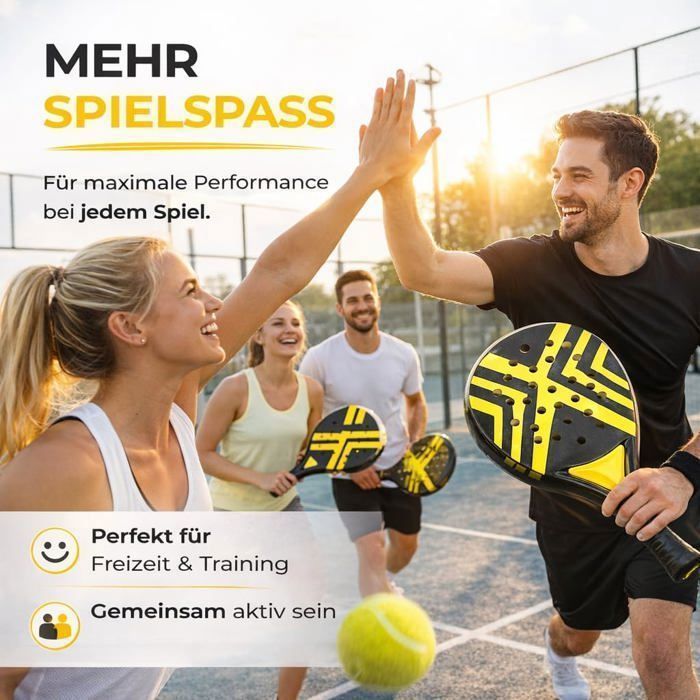 Padel racket set – For professional adults. High-quality rackets for beginners & advanced players (yellow)