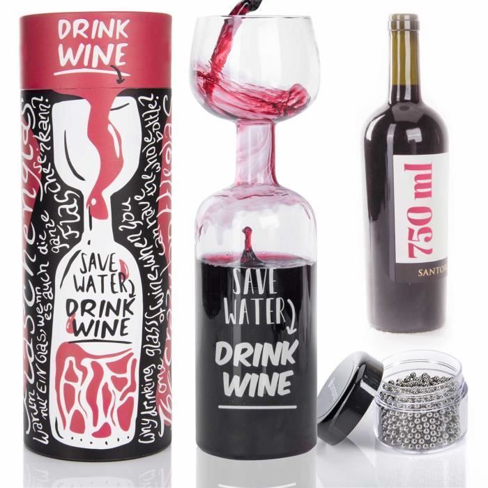 Verre à vin - DIMONO - Jumbo - 750 ml - Boules de nettoyage gratuites - Verre à pied
