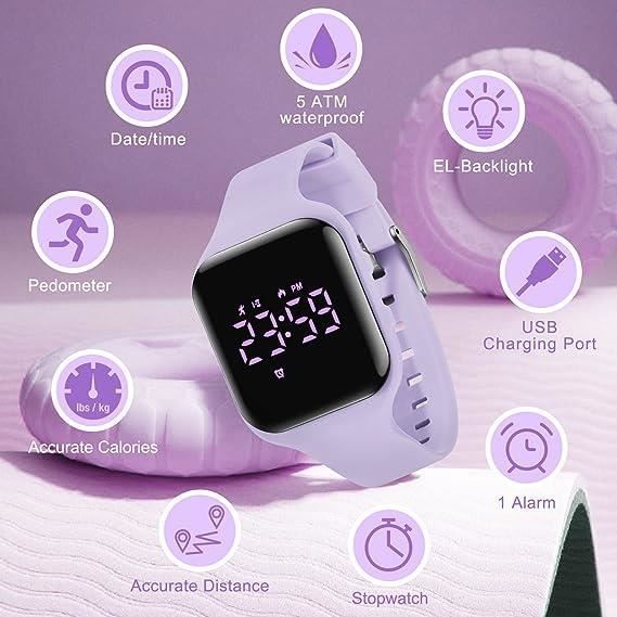 Montre Digitale Enfant - GLX - Modèle Sport - Chronomètre - Alarme - Podomètre Non Connecté