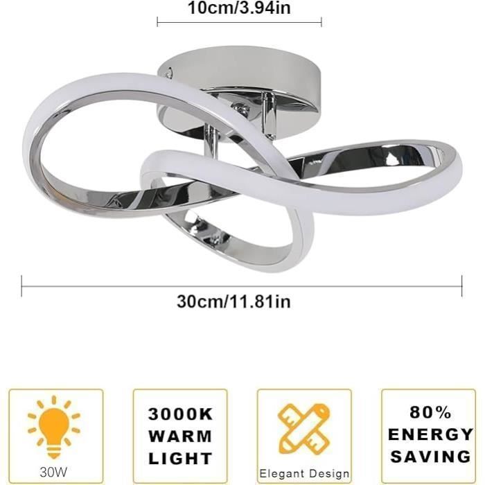DELIPOP LED Ceiling Light – Chrome – 30W 3000K – 30x10 cm