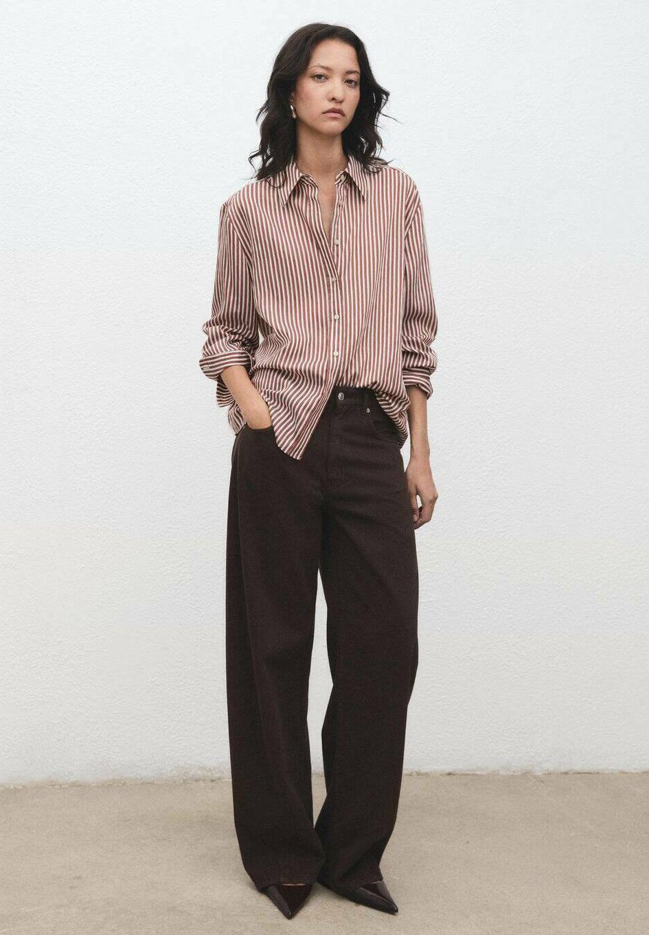 Mango blouse met knoopsluiting - bruin