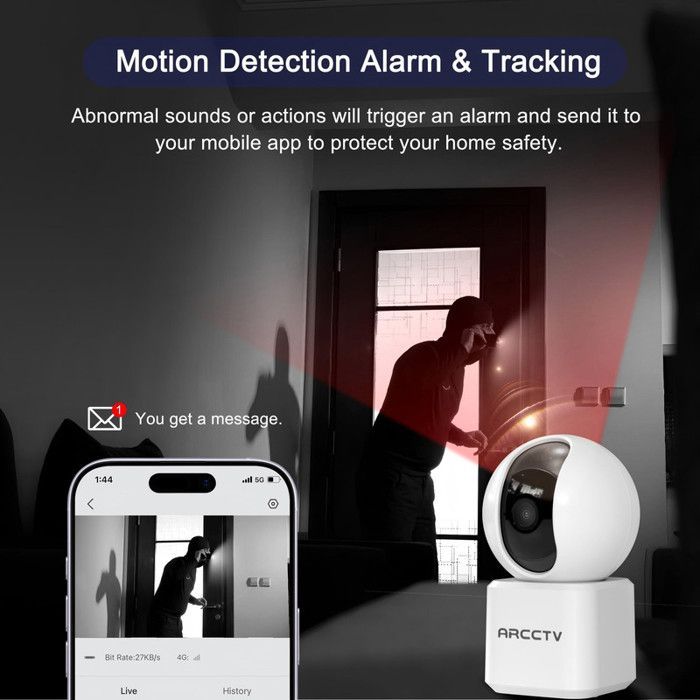 ARCCTV Indoor Surveillance Camera, Bluetooth Connection, Dual Band 2.4 GHz/5 GHz, Motion Detection - Y2U3