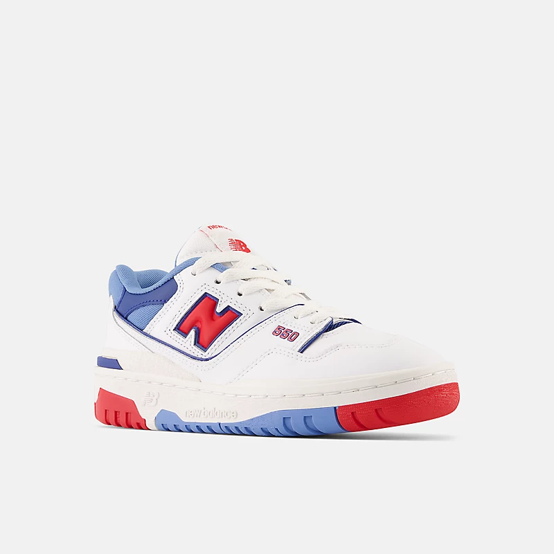 Bébé 550 - blanc avec rouge vif et bleu Atlantique