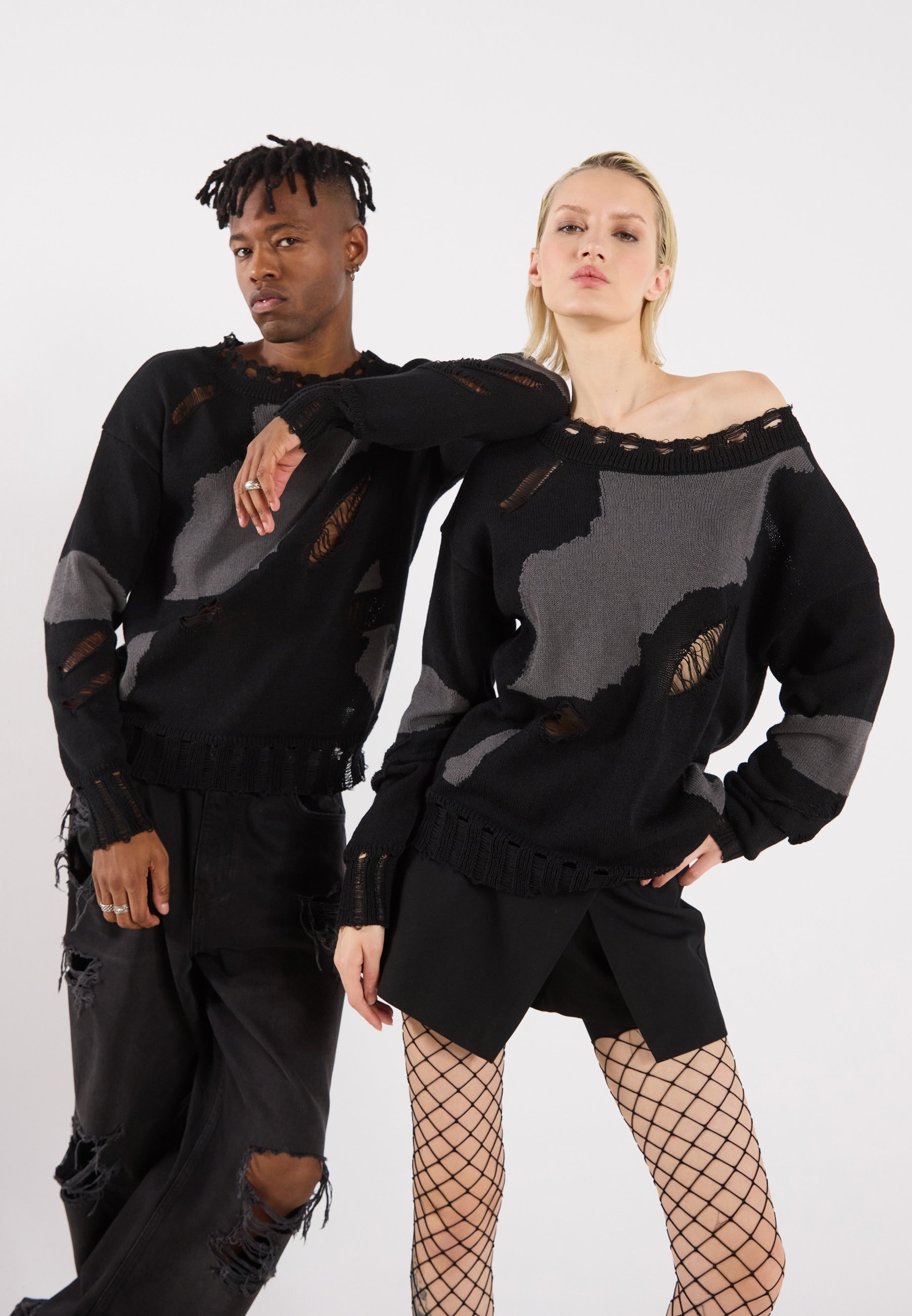 YOURTURN UNISEX - Sweter - czarny/beżowy