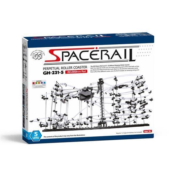 Jouet - IGGI - Space Rail Niveau 5 Perpétuelle Rollercoaster - Circuit de billes avec 5 pistes et bras oscillant