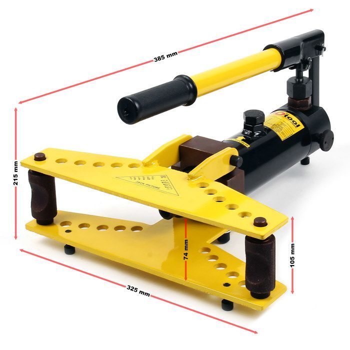 Prensa dobladora hidráulica Wiltec, dobladora de 6 toneladas, 6 matrices, máquina de 325 x 385 x 215 mm, doblado preciso a 90°, doblado de tubos Ø6,3