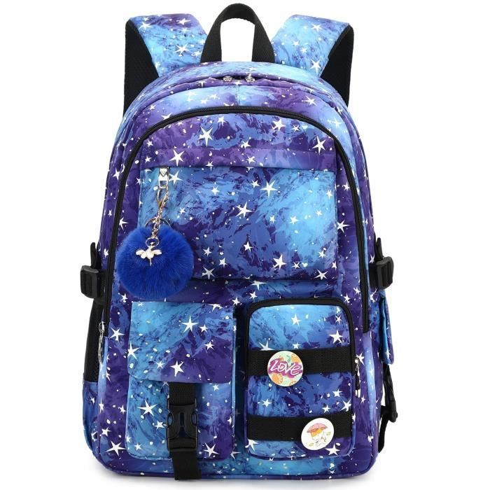 Sac à Dos Scolaire Enfant INSFITY - Bleu - Nylon Imperméable - Compartiments pour Ordinateur Portable et Livres