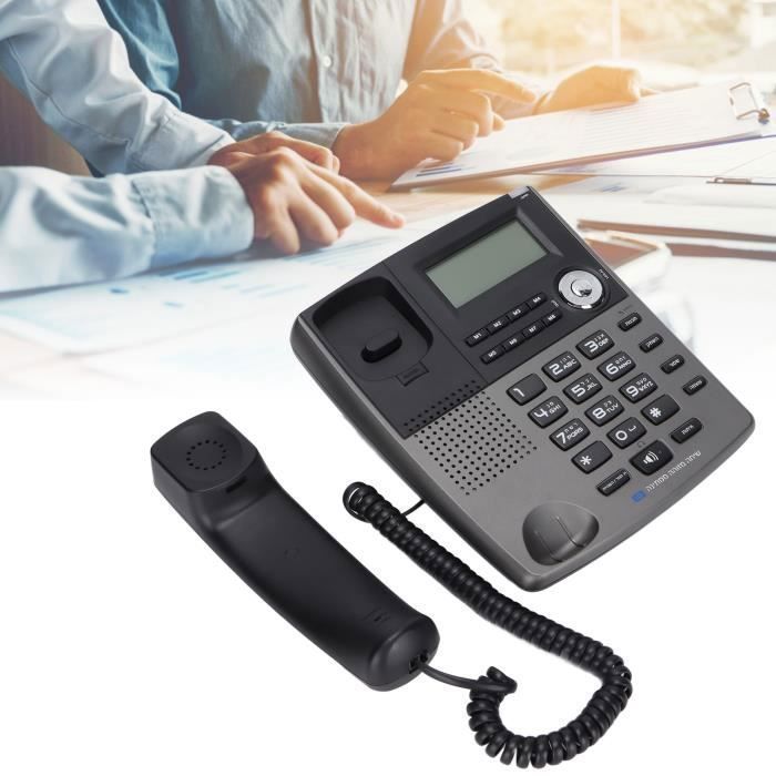 Téléphone fixe filaire écran incliné extra-large avec haut-parleur et afficheur pour la maison et le bureau