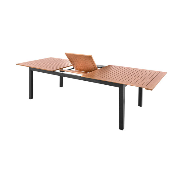 Alumiininen jatkettava pöytä, 220/280 x 100 cm, puujäljitelmä