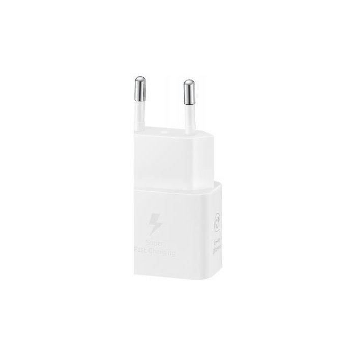 Cargador para teléfono móvil Samsung, cargador de pared rápido de 25 W, puerto USB tipo C, blanco.