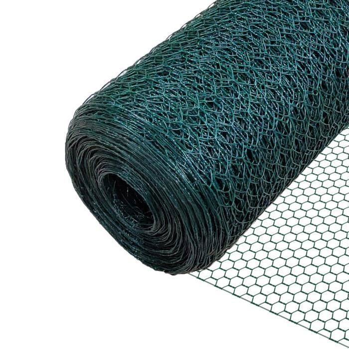 Malla metálica VOUNOT® para gallineros - Metal recubierto de PVC verde - Malla de 13 mm - 1 x 50 m - Cercado para gallineros