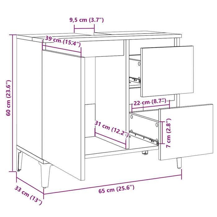 Bonne qualité - Armoire de rangement Armoire salle de bain et WC - BONNIE - chêne sonoma 65x33x60cm DECO M7062105