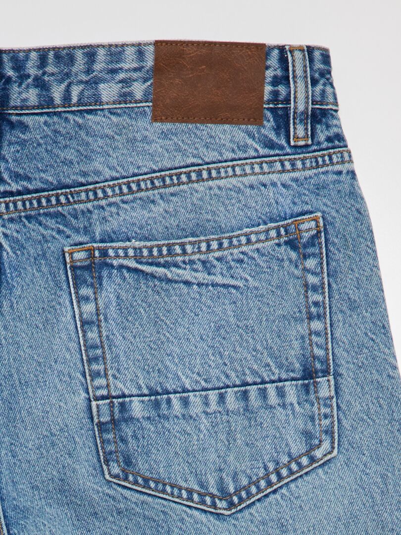 Calça jeans destroyed de modelagem relaxada - AZUL