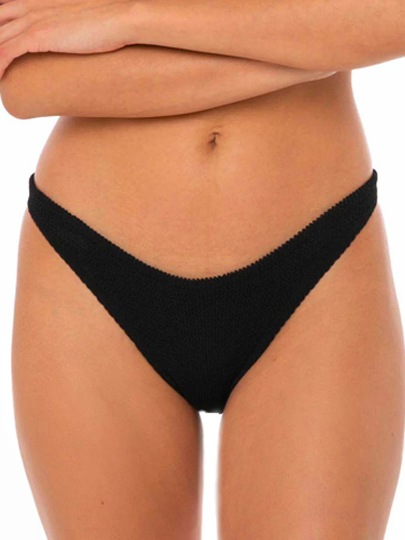 Braguitas de baño negras arrugadas para mujer