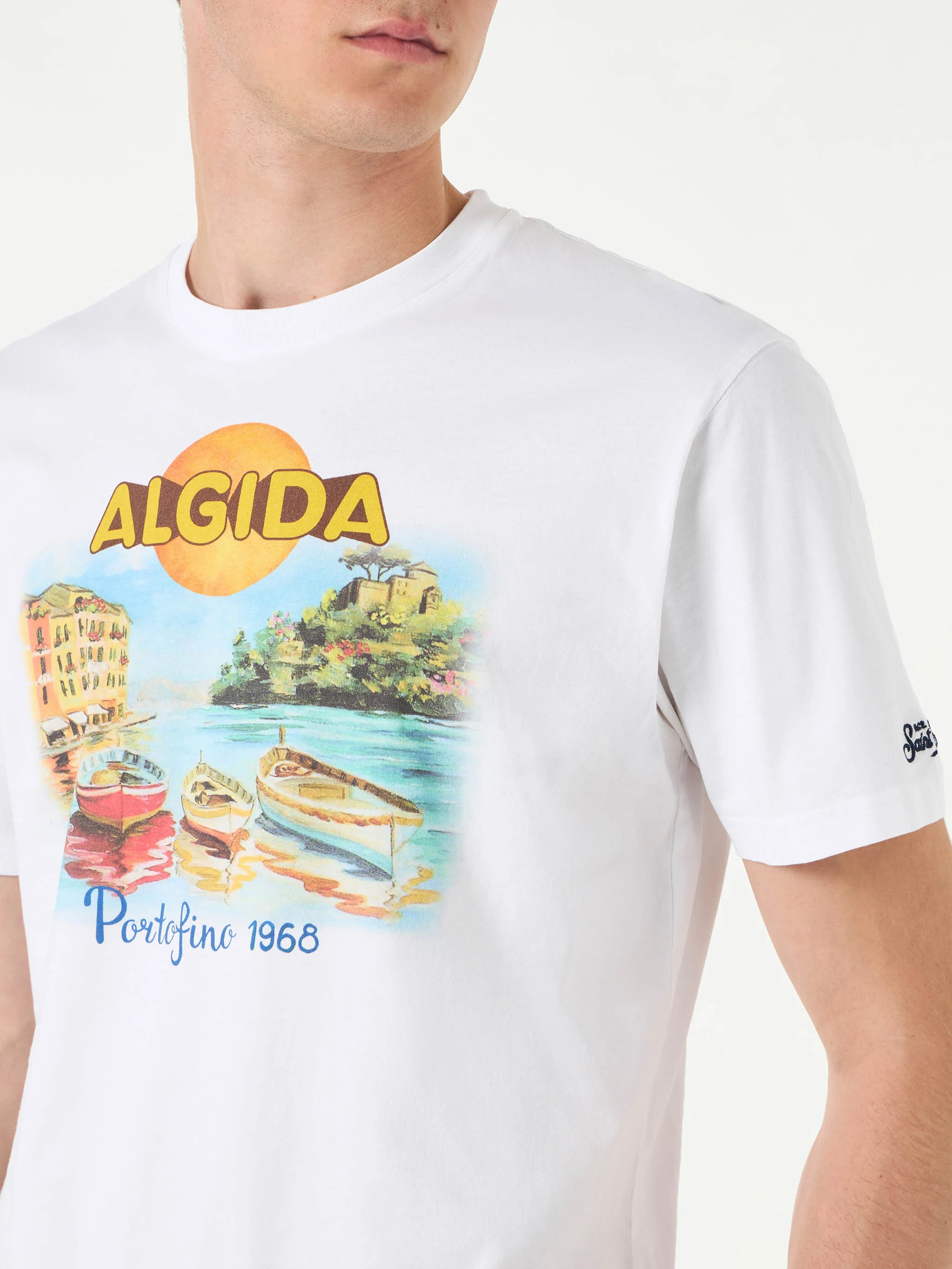 T-shirt da uomo in cotone con stampa Algida Portofino | ALGIDA® EDIZIO