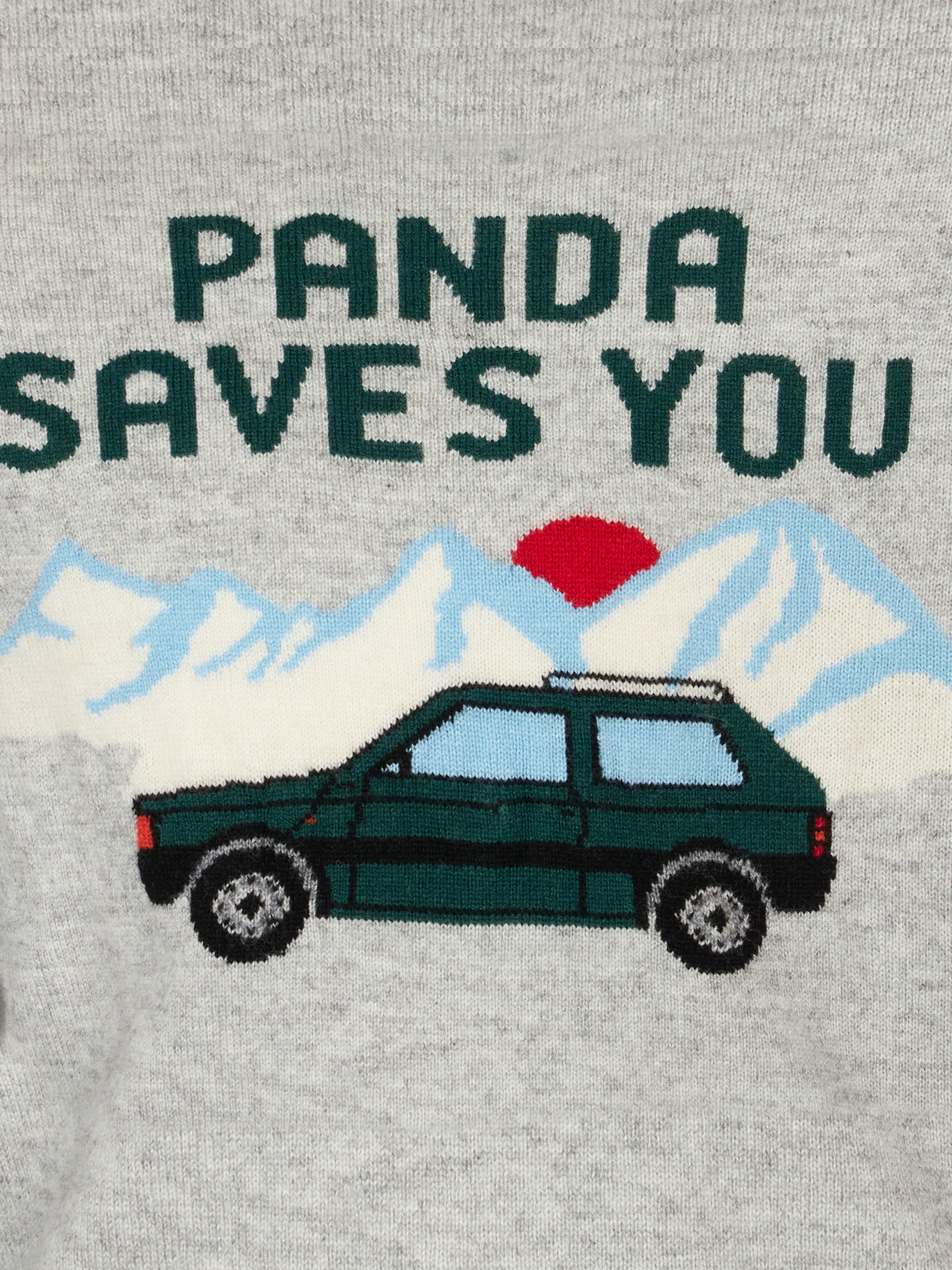 Suéter infantil Panda Saves You com estampa jacquard e gola redonda.