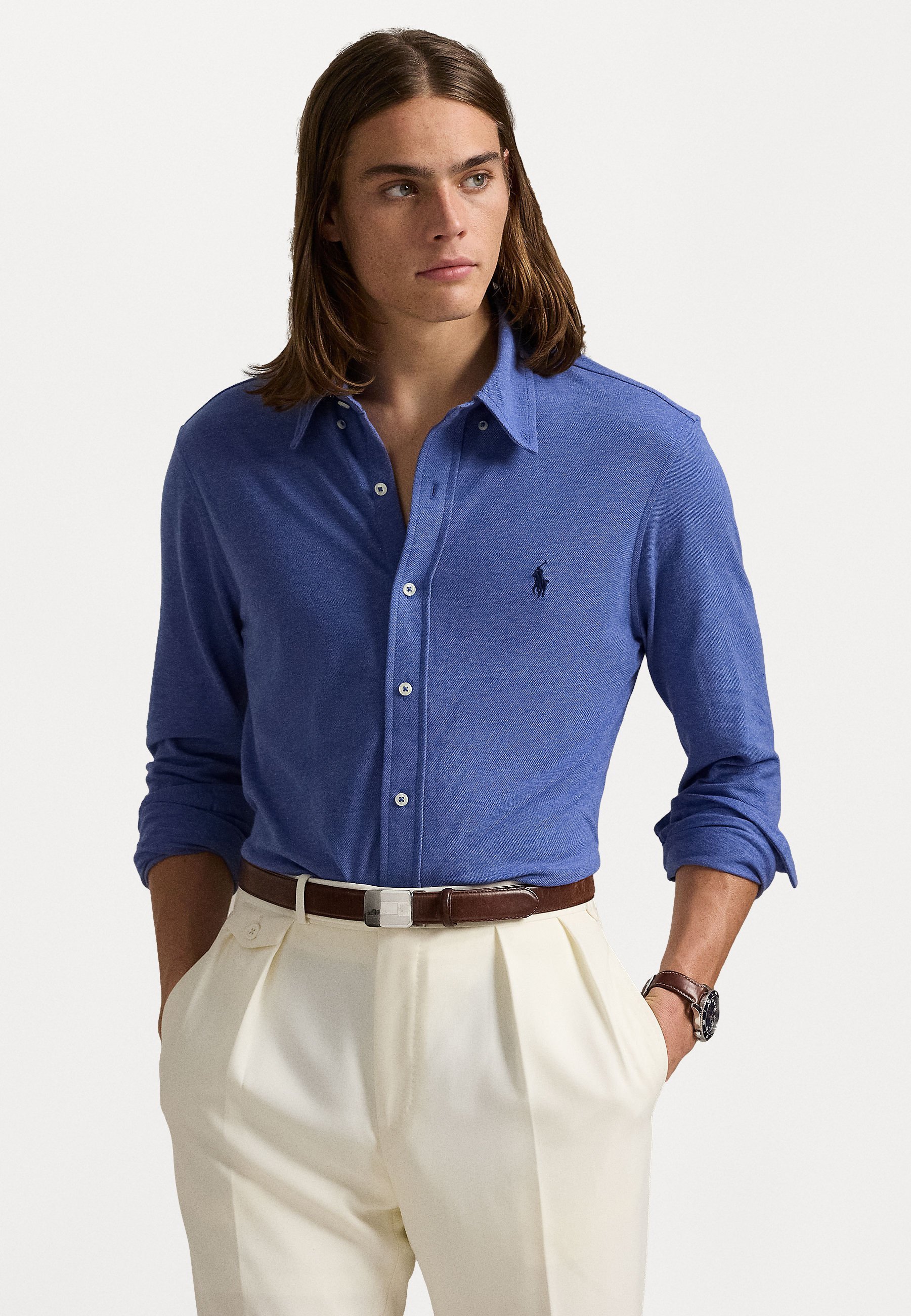 Chemise Polo Ralph Lauren en maille ultra-légère - Bleu roi délavé