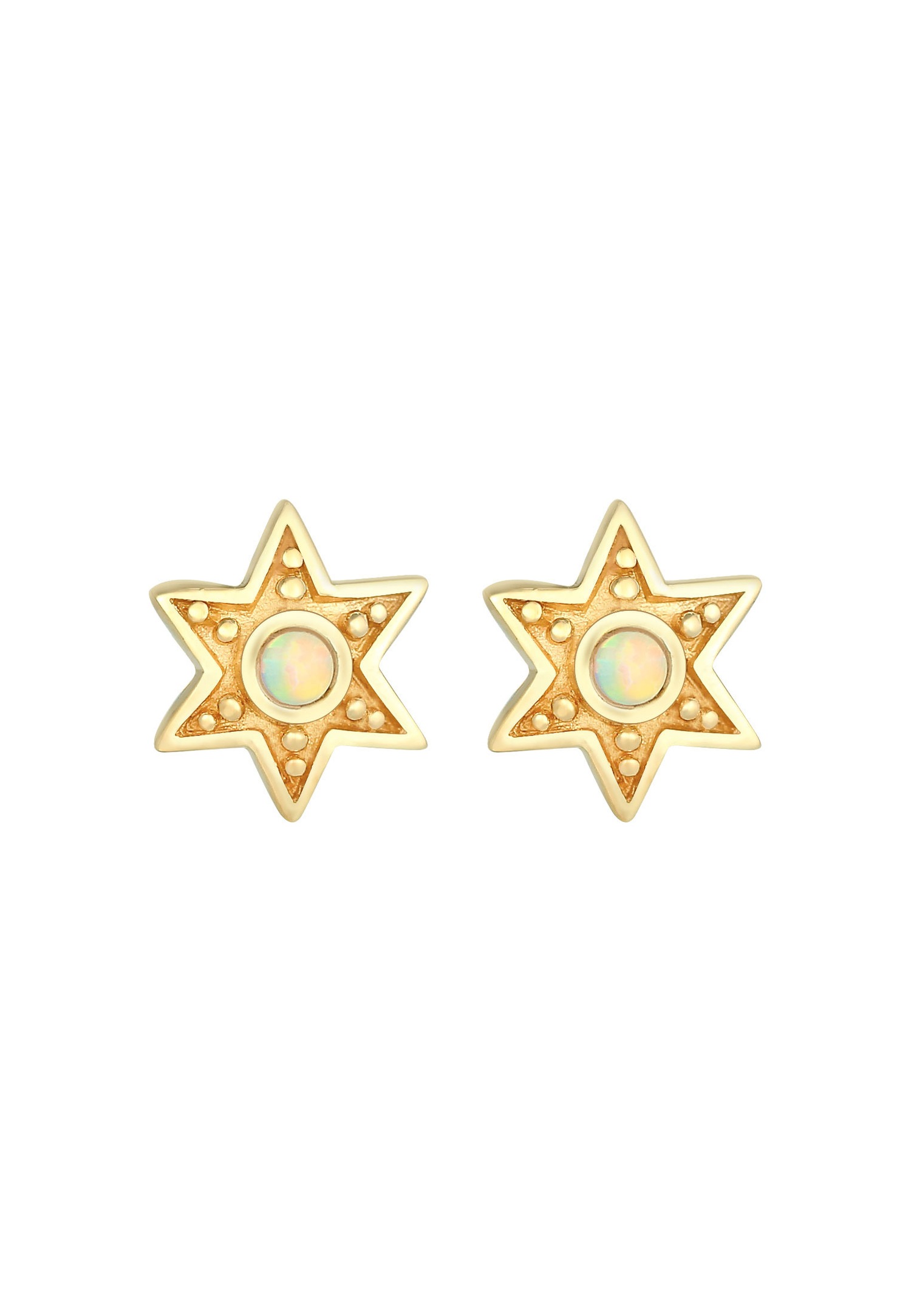 Elli Boucles d'oreilles dames Star Astro Vintage avec Opale synthétique en plaqué or en argent 925 Sterling