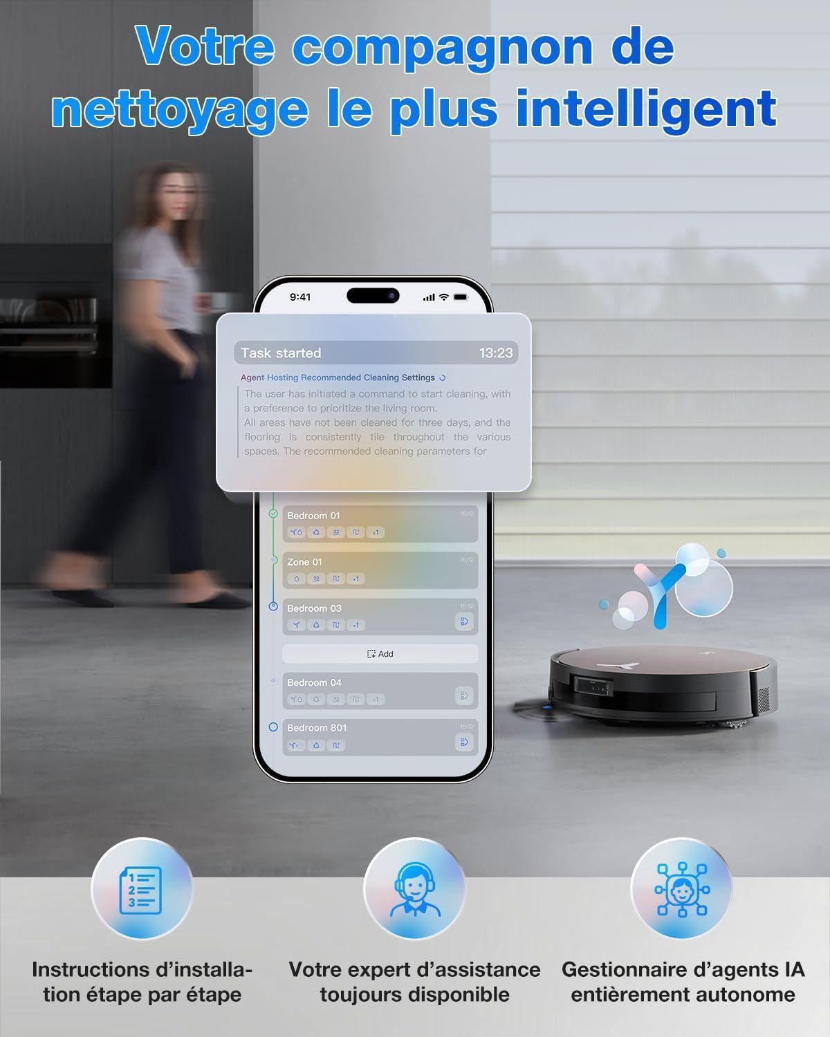 ECOVACS X11 PRO OMNI - Robot aspirador y fregador con función de chorro - 19500 Pa - Potencia ultrarrápida PowerBoost - Rodillo OZMO 2.0 - ZeroTangle 3.0