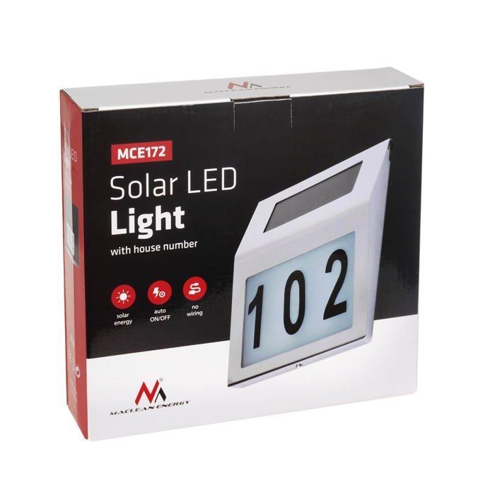 Lámpara solar LED - Maclean - MCE172 - Acero inoxidable - 18x3x20 cm - Jardín exterior