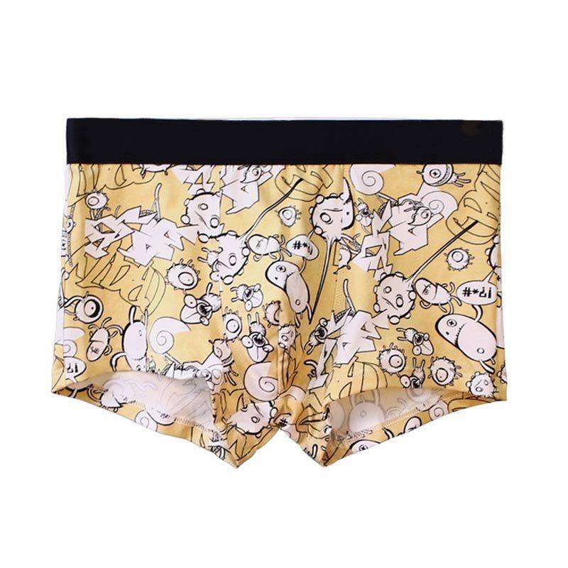 Intimo da uomo in cotone, design personalizzato, graffiti, traspirante, con tasca a U, boxer morbidi.
