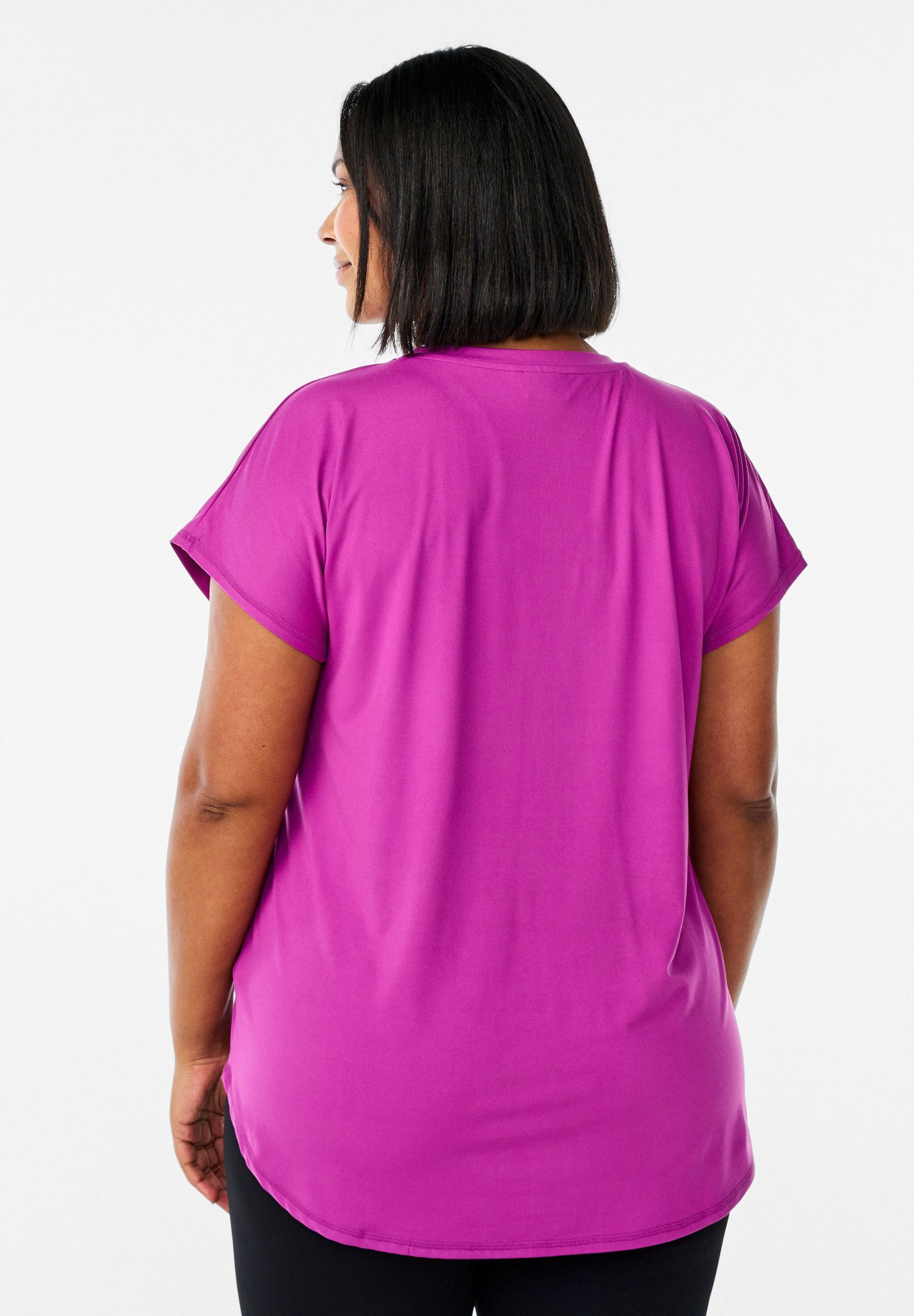Active by Zizzi met V-hals en mouwen - Basic T-shirt - paars wijnrood