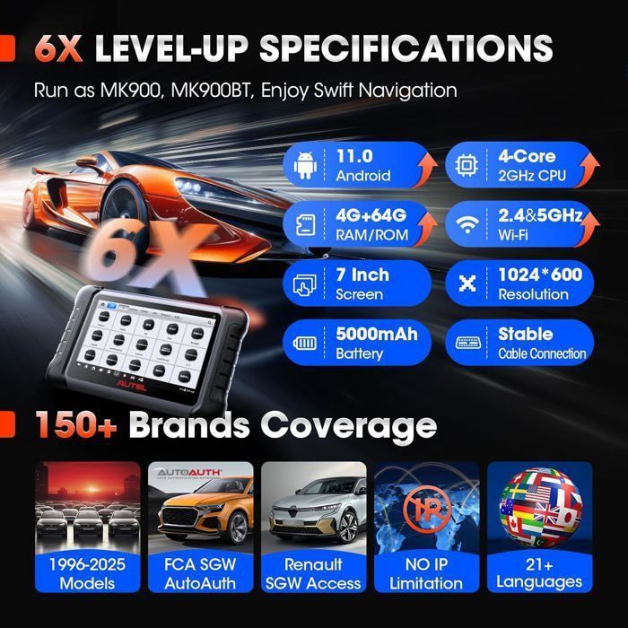 Diagnostic Tool - Autel - MK808S - OBD2 - Universal - System Reset