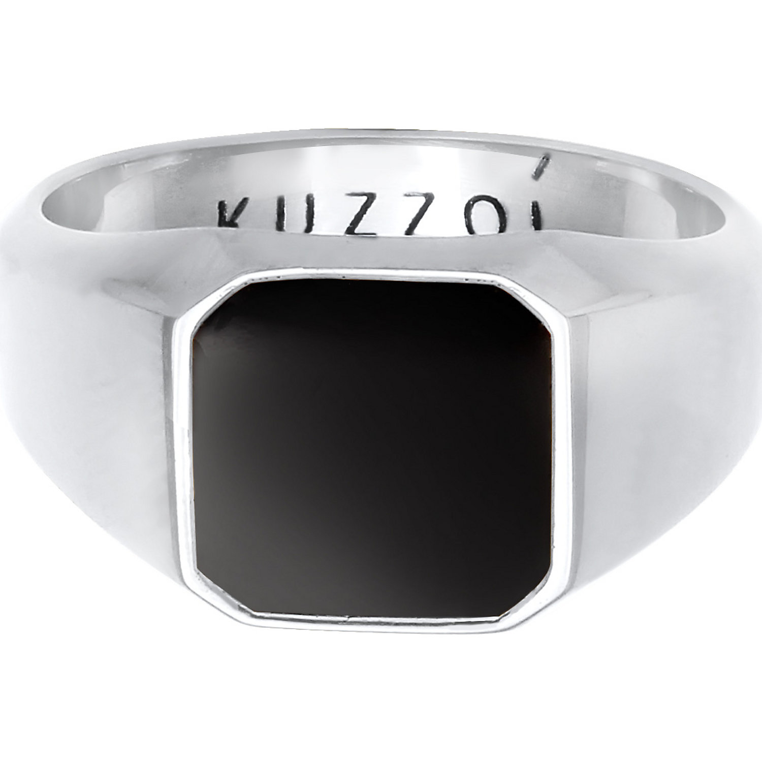 KUZZOI Bague homme en émail noir tendance de base en argent sterling 925