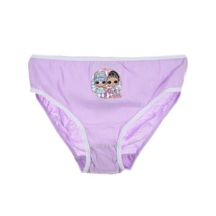 Lot de 3 Culottes Coton Fille - LOL Surprise! - Violet - Ceinture élastiquée - Ouverture de jambe élastiquée