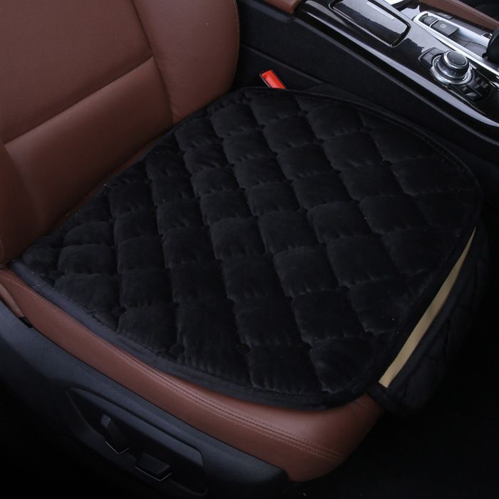 Coprisedili per auto in peluche (2 pezzi) - Protezioni universali per auto, casa, ufficio e sedie (nero)