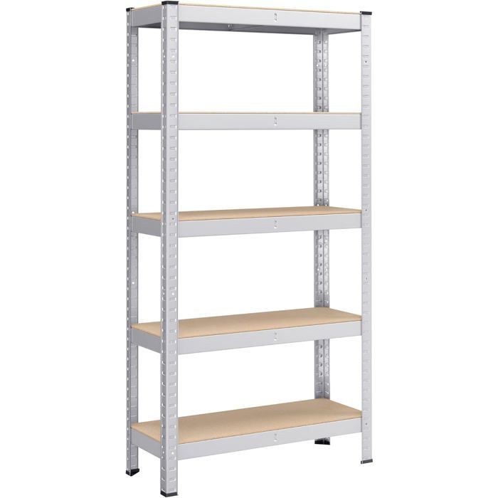 SONGMICS - 5-Tier Heavy Duty Shelving Unit - Silver - 30 x 75 x 150 cm - 650 kg Capacity