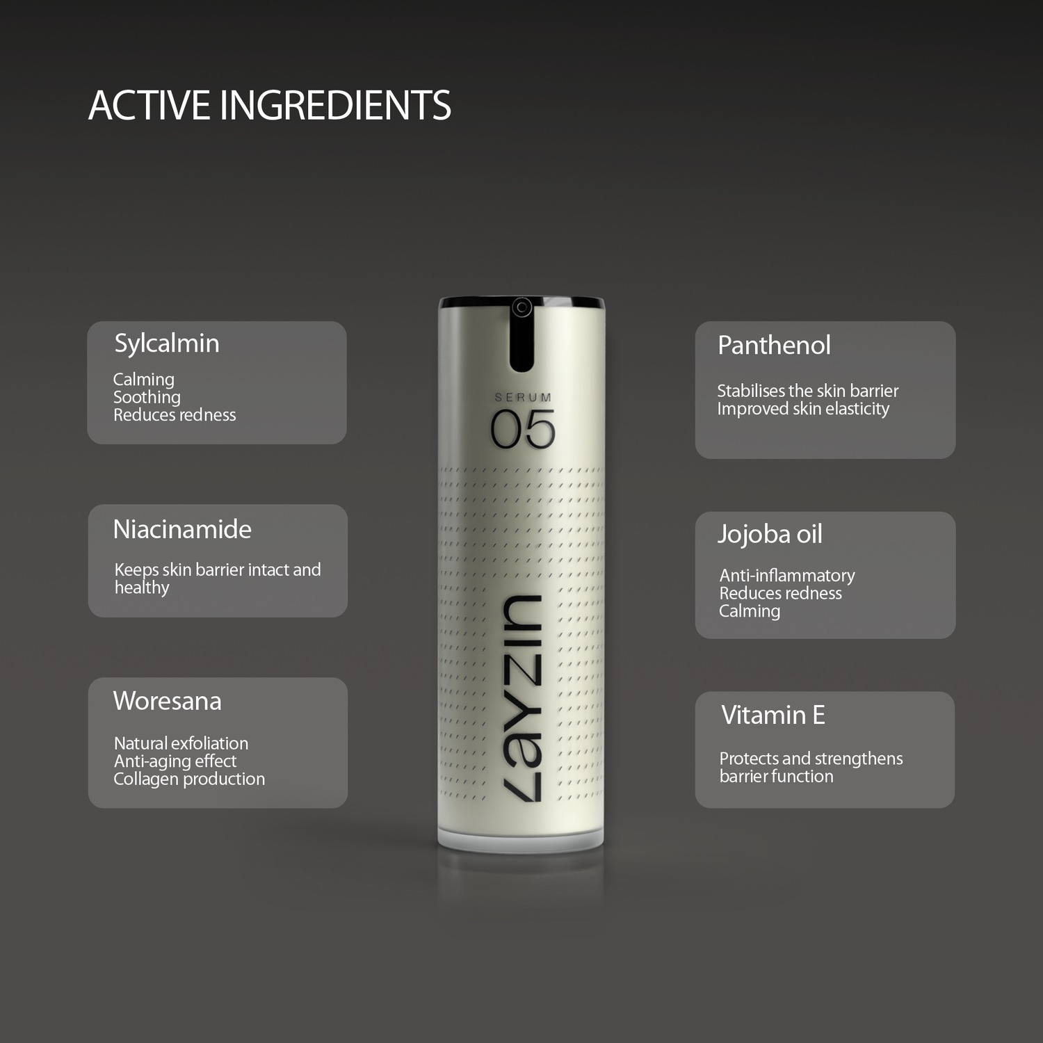 LAYZIN Anti-Aging Serum SERUM 05 – Verzachtend serum voor de gevoelige en geïrriteerde huid – 30 ml