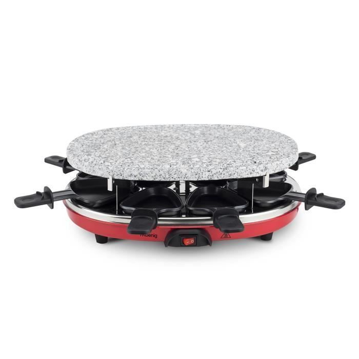 Parrilla para raclette H.KOENIG 4 en 1 - Para 8 personas - 900 W - Rojo/Negro