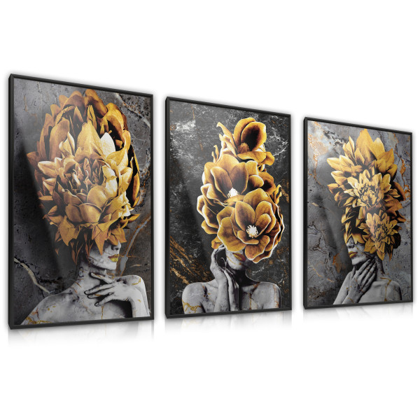 ZESTAW 3X Plakat Abstrakcyjne Kobiece Portrety 30x40cm