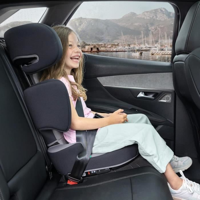 Seggiolino auto BEBECONFORT ROAD FIX i-Size, Gruppo 2/3, Isofix, pieghevole, rialzo, da 3,5 a 10/12 anni, 100-150 cm, 15-36 kg, Grigio Nebbia