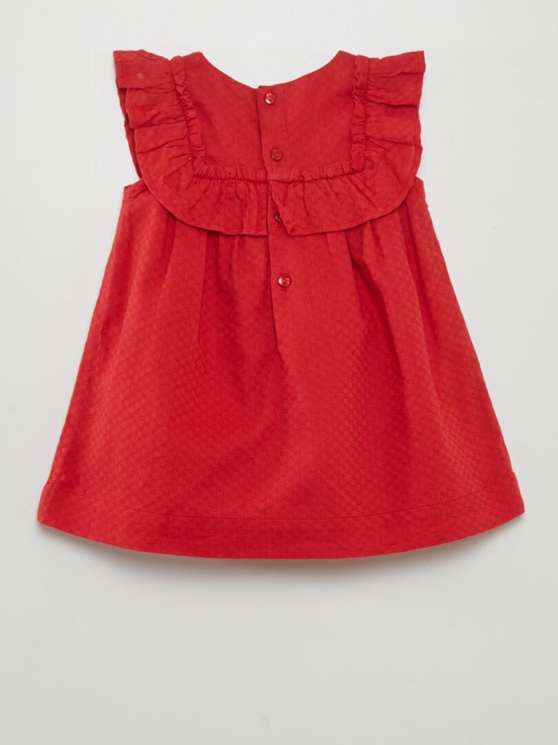 A-lijn jurk met ruches + bijpassende culottes - ROOD