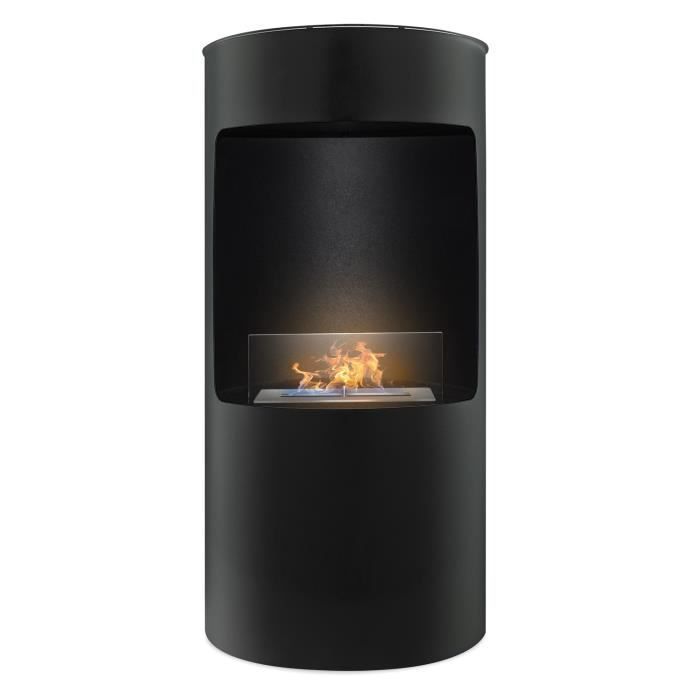 Chimenea de bioetanol - FRANKYSTAR - Giulio Cesare - Quemador de 1,5 L - Acero inoxidable - Negro Ø40x80 cm