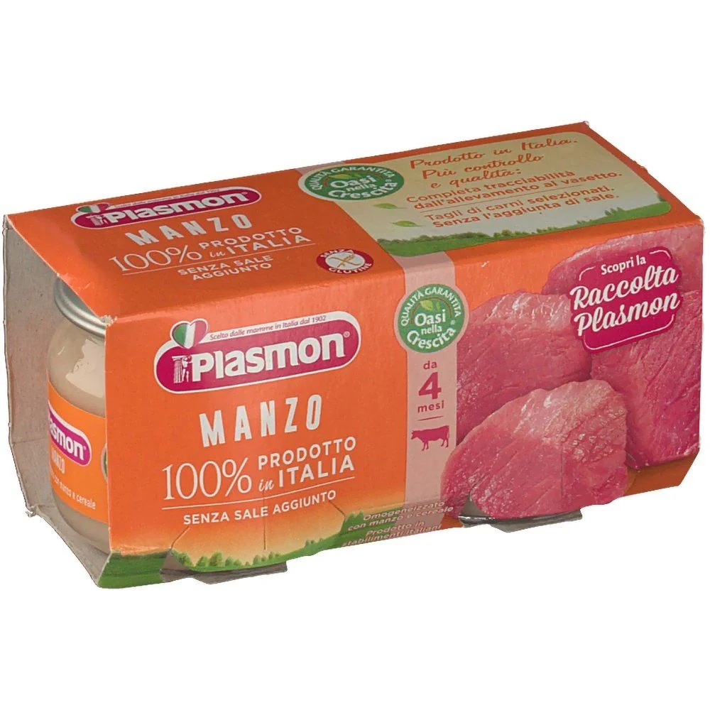 PLASMON Plasmon gehomogeniseerd rundvlees 2 potjes van 80 g babyvoeding