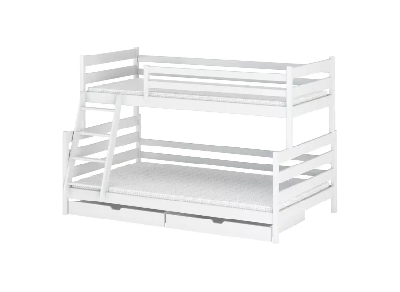 FAMI 90x200/120x200 białe łóżko piętrowe z szerszym pokładem Lano Meble